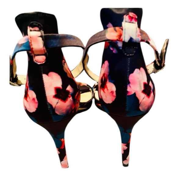 Vince Camuto Navy and Pink Floral Heels Size 10 - Picture 11 of 15